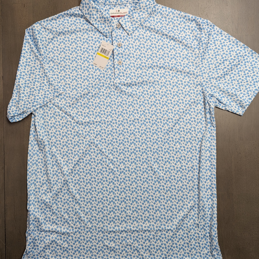 GrandSlam Blue Patterned Men's Polo Shirt